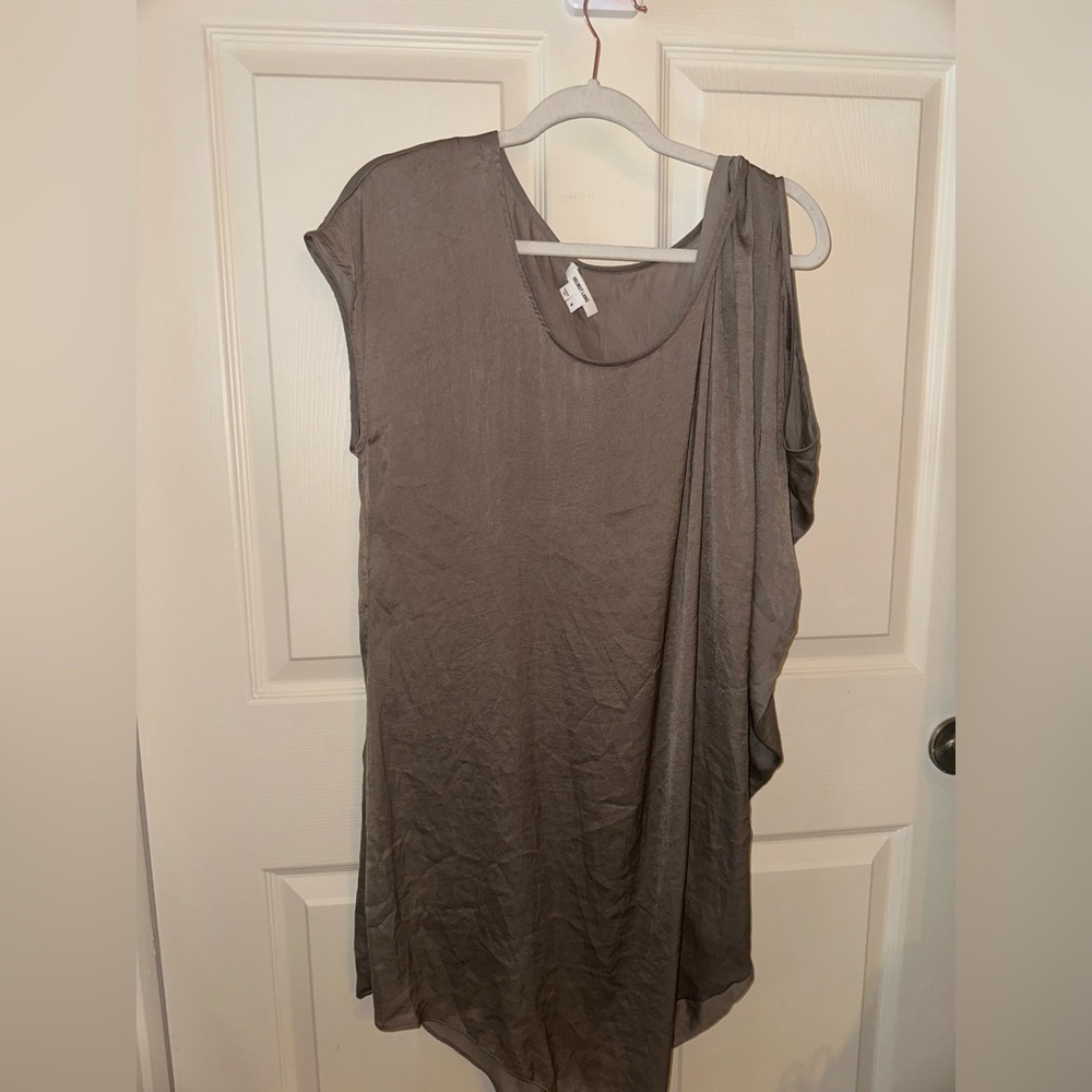 Helmut Lang Taupe Asymmetrical dress 4 quiet luxury silky